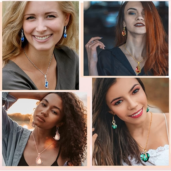 4 Matching Crystal Necklace & Earring Sets NWT - Picture 5 of 5